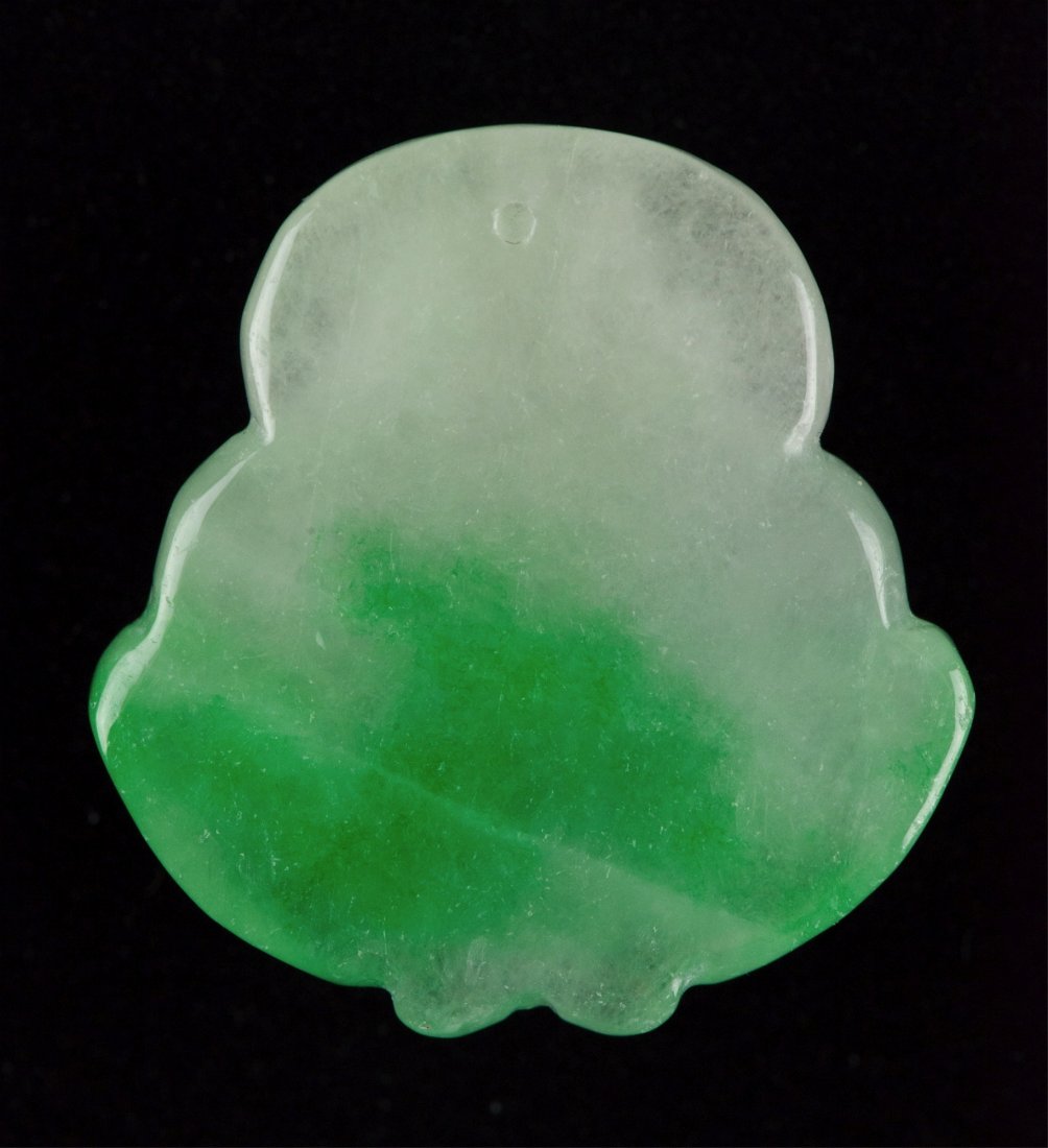 Chinese Green Jadeite Carved Buddha Pendant - 2