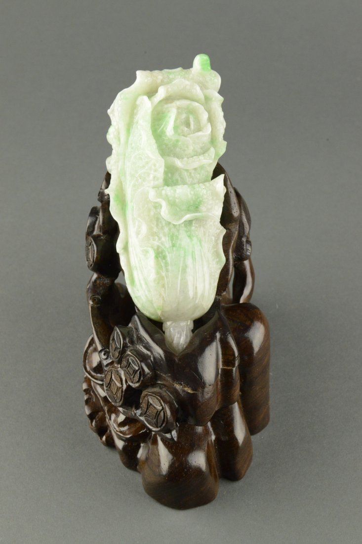 Natural Jadeite Carved Bokchoy w Appraisal Cert - 2