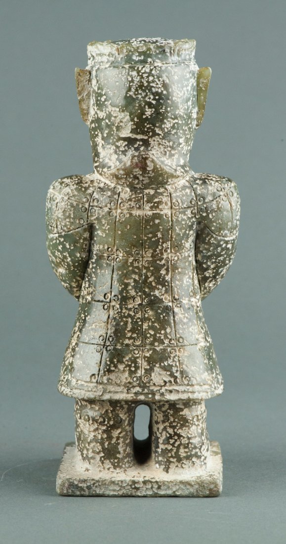 Fine Chinese Spinach Green Jade Carved Archaic Man - 3
