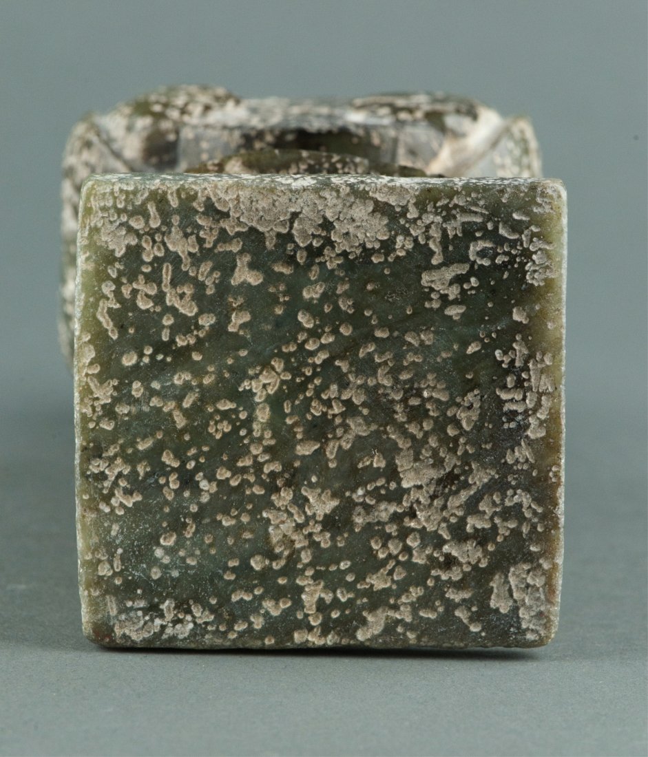Fine Chinese Spinach Green Jade Carved Archaic Man - 4