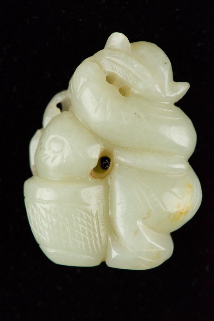 Charming Chinese White Jade Carved Villager Figure - 2