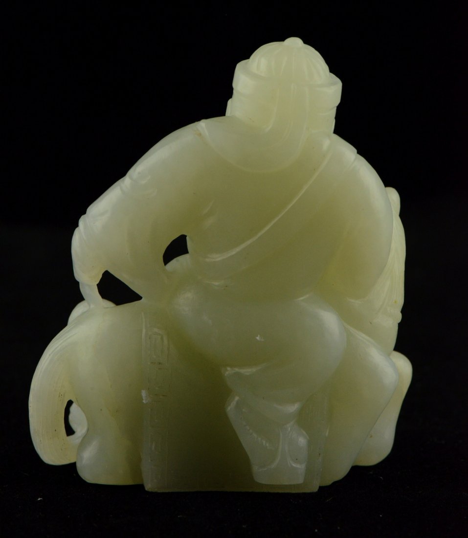 Chinese Hetian Jade Carved Man & Horse Qing Period - 2