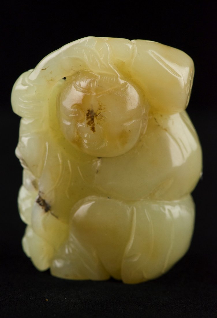 Chinese White Jade Carved Auspicious Child in Robe