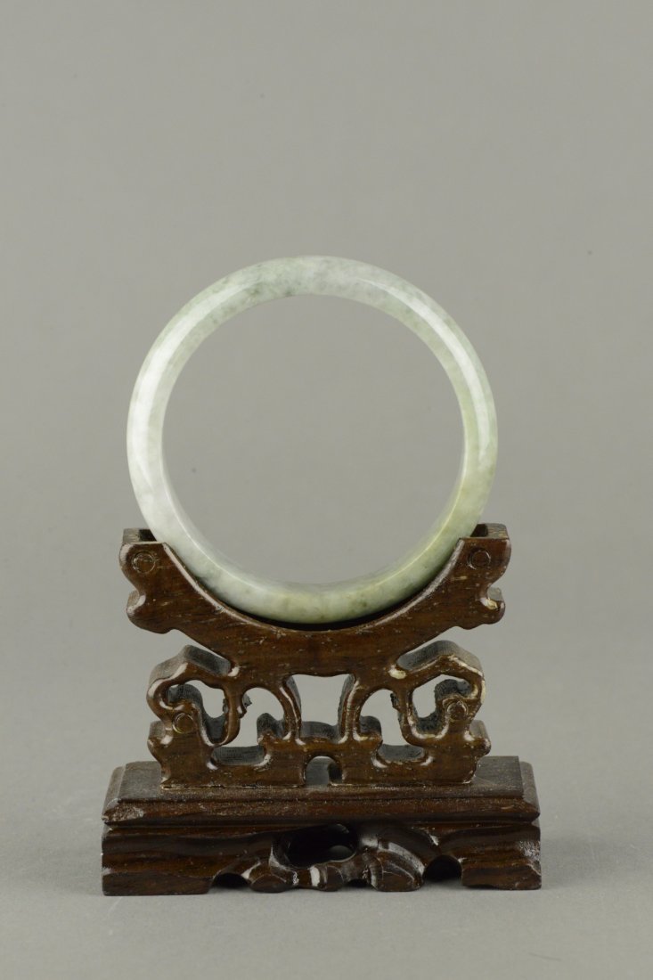 Chinese Mottled Green Jade Bangle