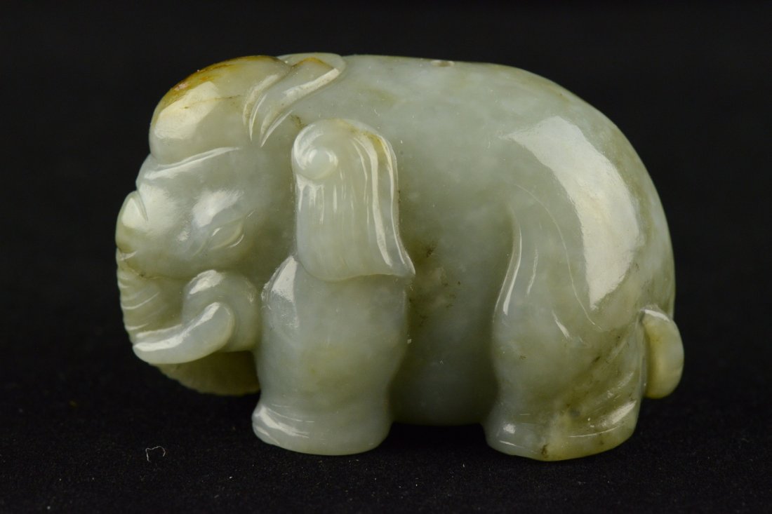 Fine Chinese Celadon Jade Carved Elephant