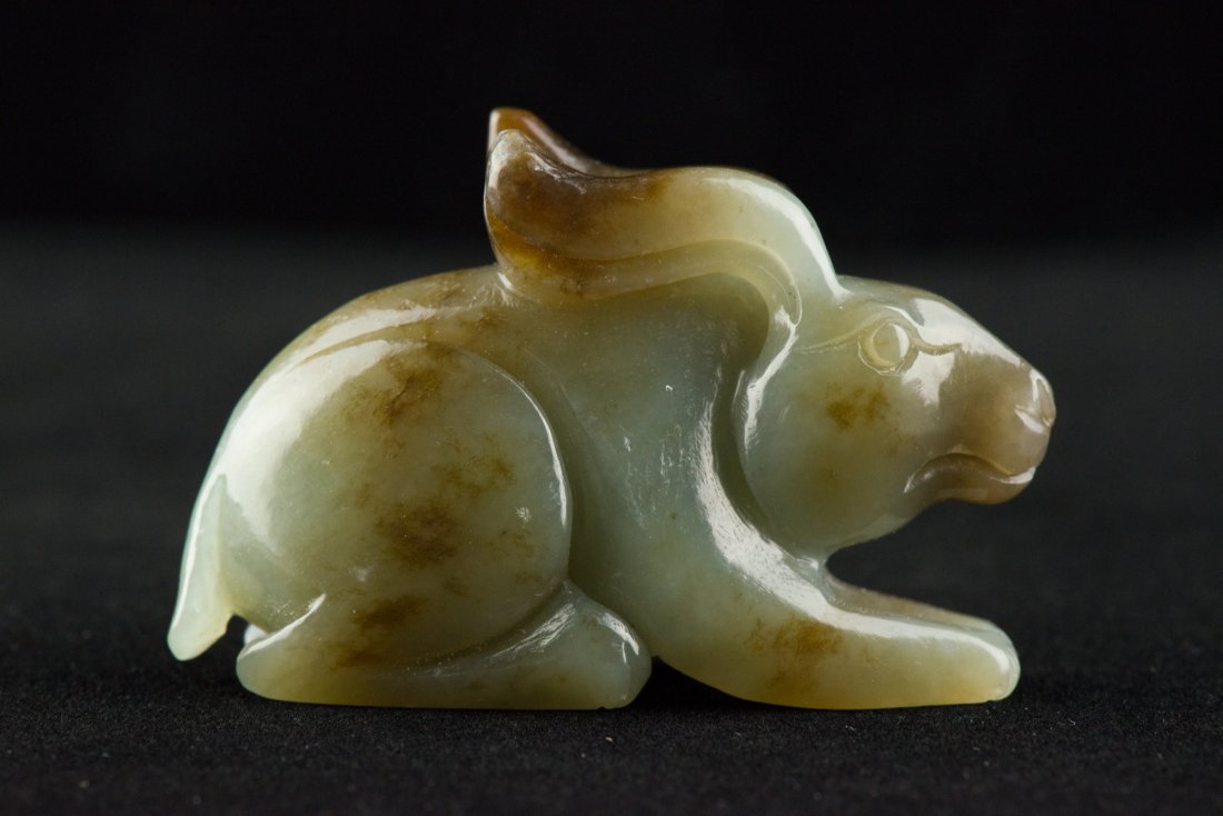 Charming Chinese White Jade Carved Rabbit