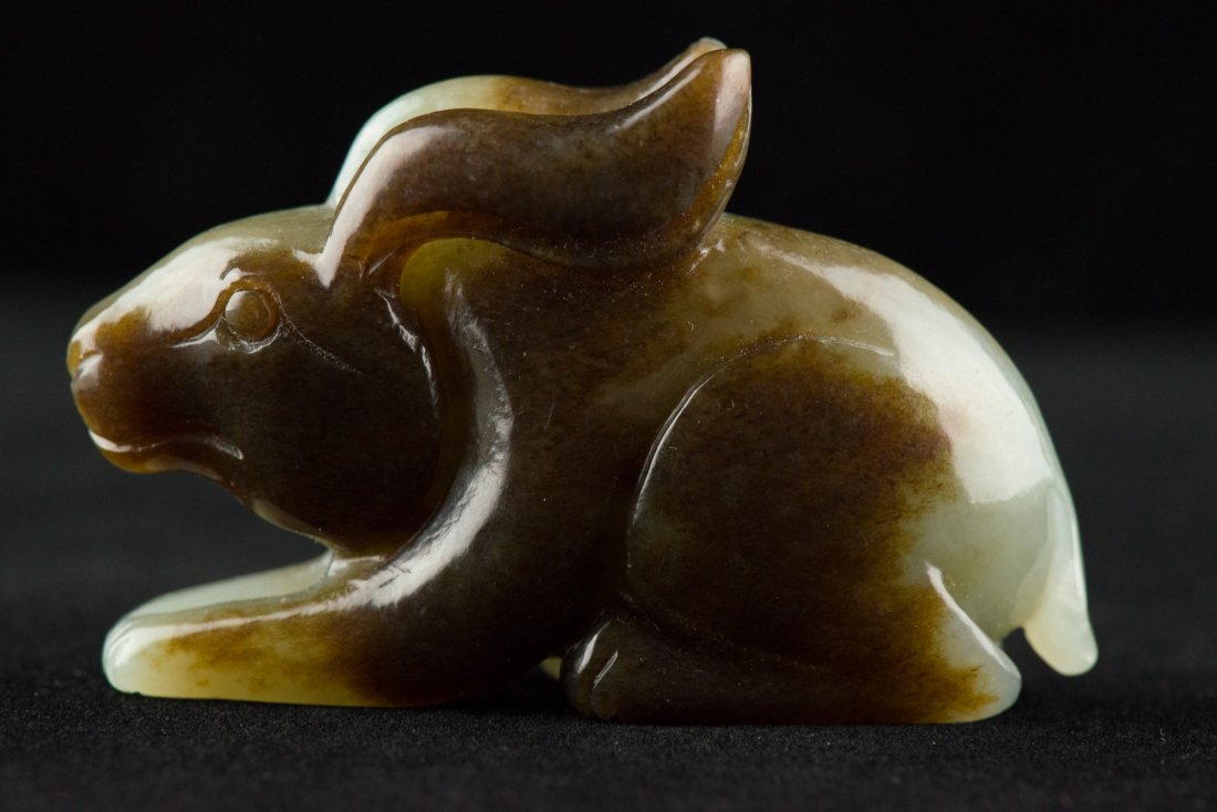 Charming Chinese White Jade Carved Rabbit - 2