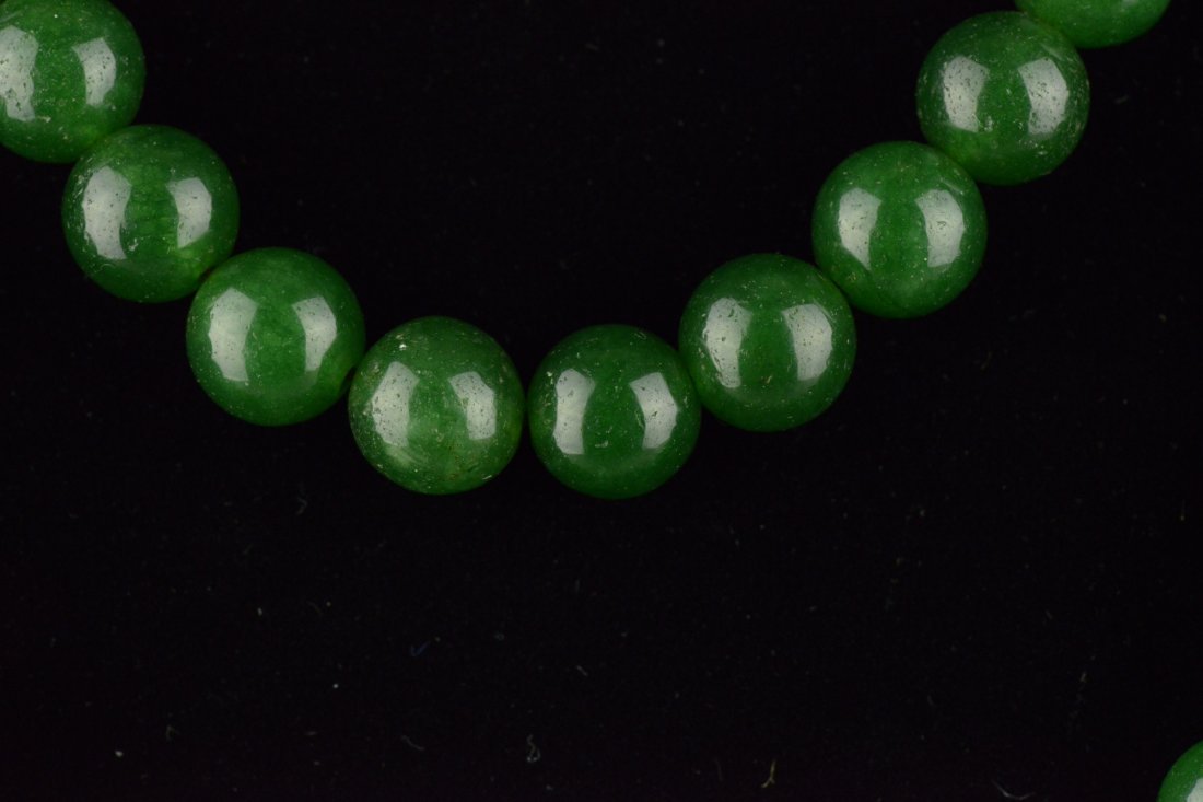 Exquisite Spinach Green Jade Necklace w 108 Beads - 2