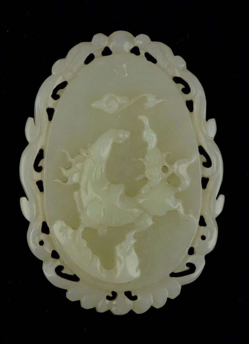 Chinese Hetian White Jade Pendant Carved Horse