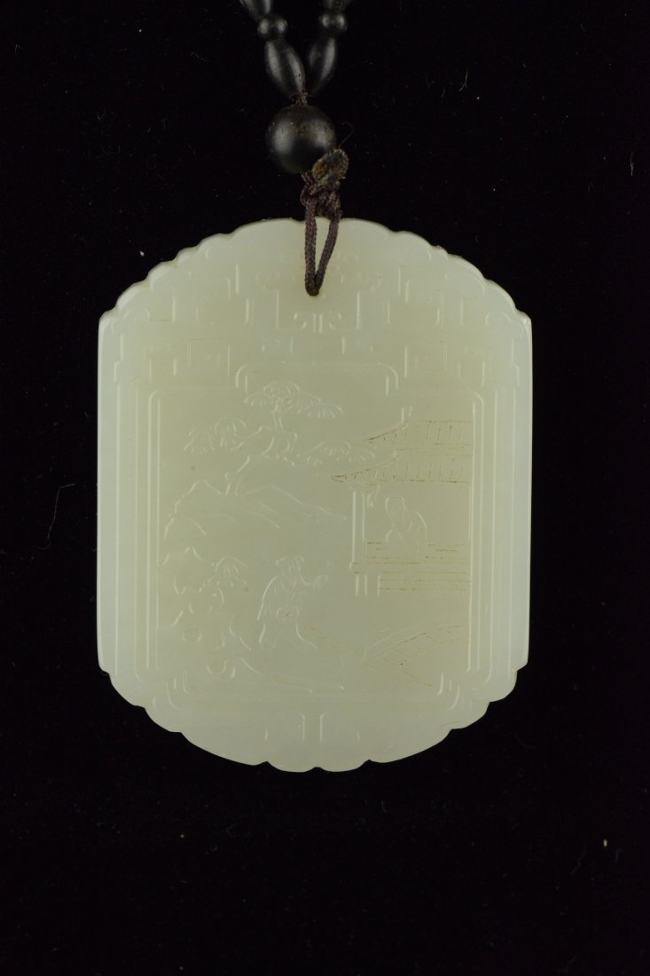 Rare Chinese Hetian White Jade Carved Pendant