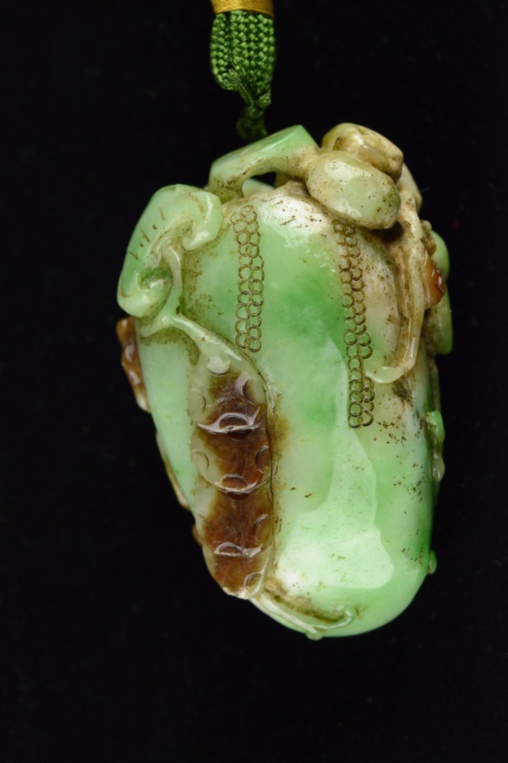 Charming Chinese Green Jade Carved Bird Toggle - 2