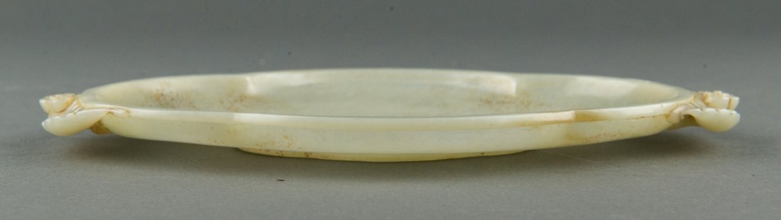 Charming Chinese White Jade Carved Tray - 3