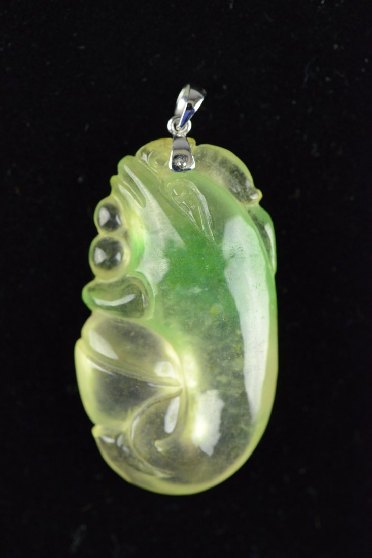 18K Two Colour Translucent Jadeite Pendant