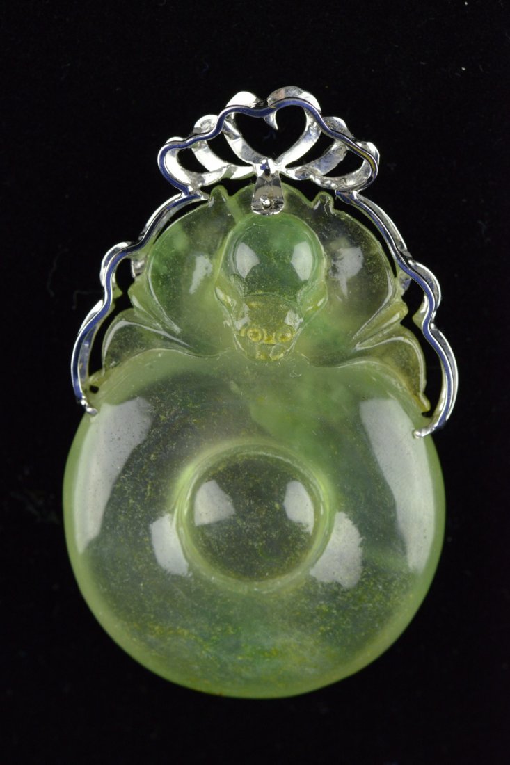 Chinese Apple Green Jadeite Pendant 18K Gold - 2