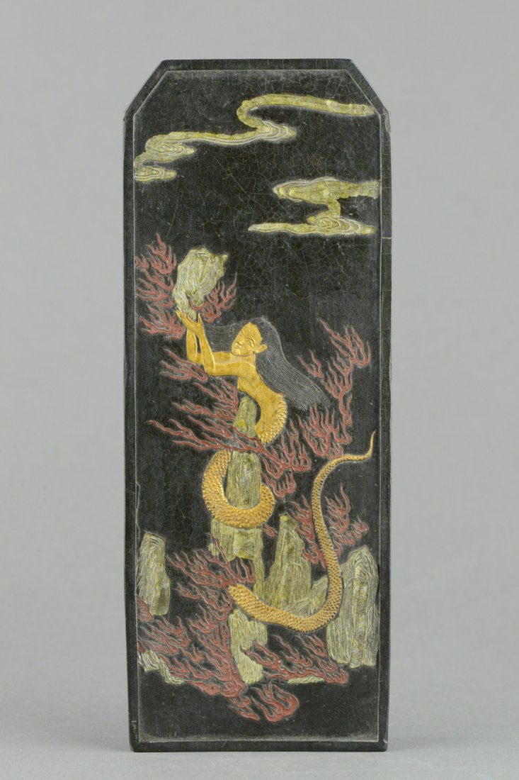 Chinese Gilt Ink Stick with Poem and Seal Ming Mk