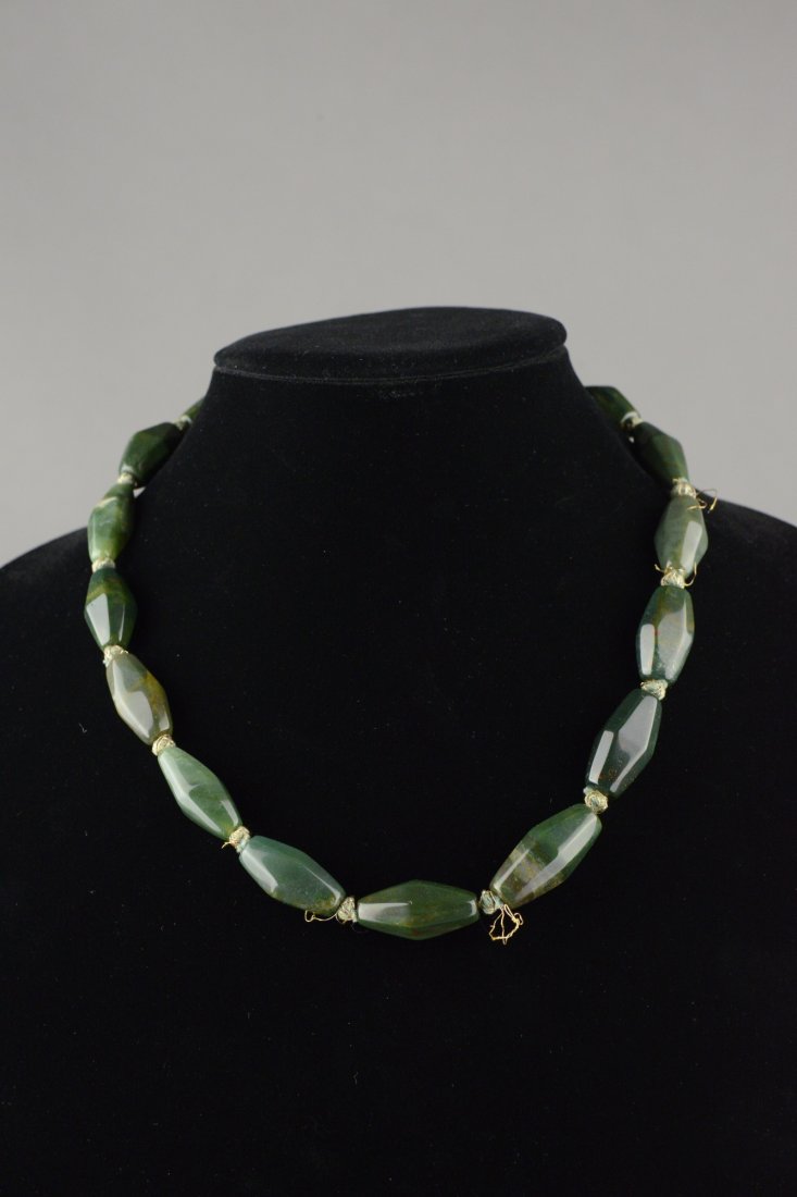 Chinese Spinach Green Blood Jasper Necklace