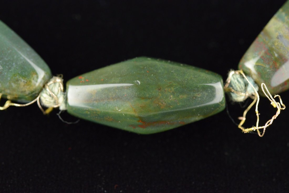 Chinese Spinach Green Blood Jasper Necklace - 2