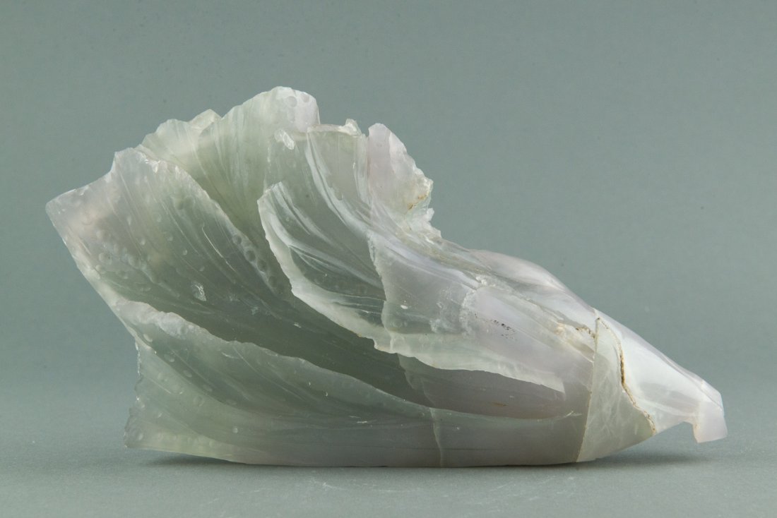 Chinese Translucent Quartz Stone Carved Bokchoy