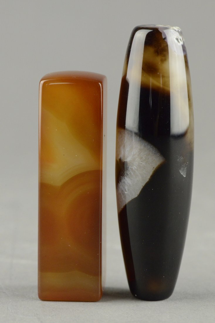 Two Piece Agate Stick Seals Uncarved - 2