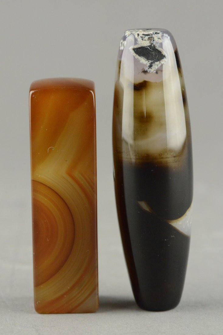 Two Piece Agate Stick Seals Uncarved - 3