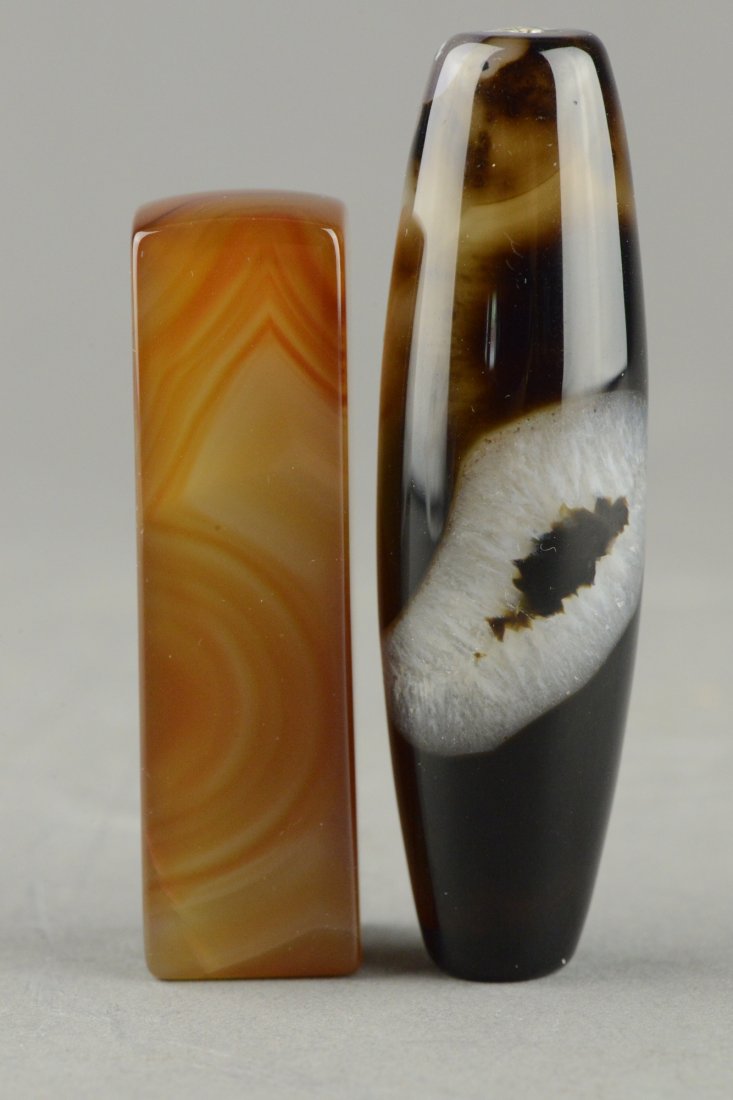 Two Piece Agate Stick Seals Uncarved - 4