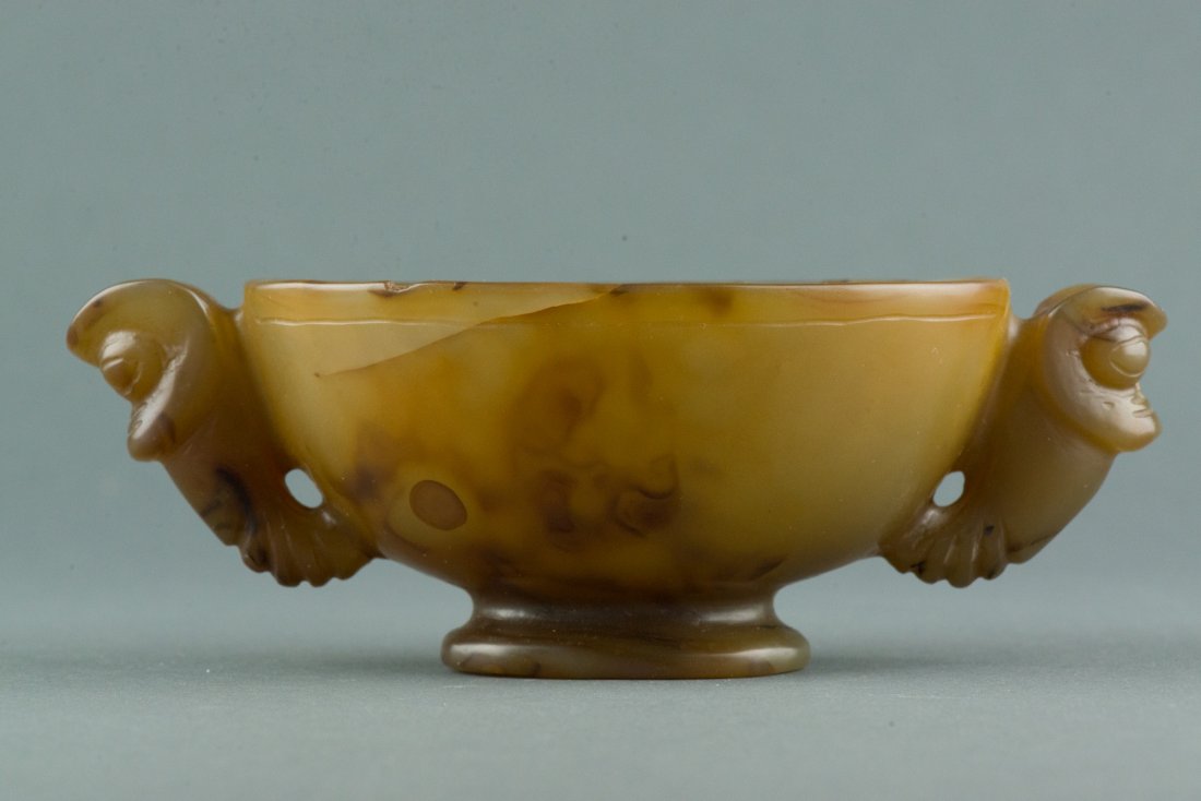 Old Chinese Translucent Agate Carved Brush Wash