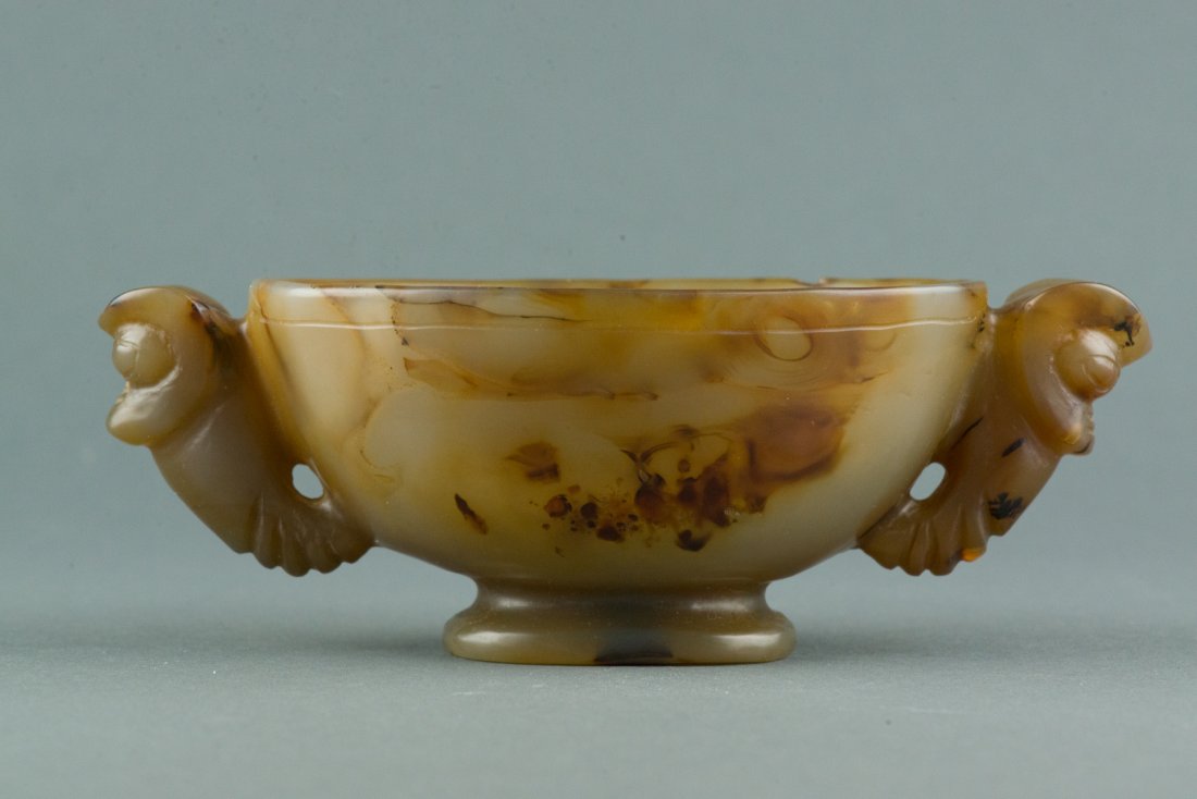 Old Chinese Translucent Agate Carved Brush Wash - 2