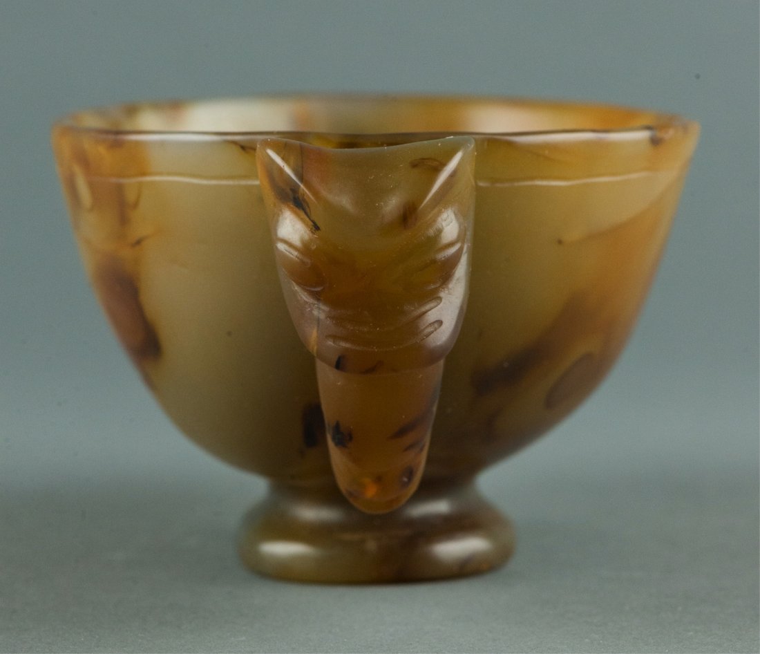 Old Chinese Translucent Agate Carved Brush Wash - 4