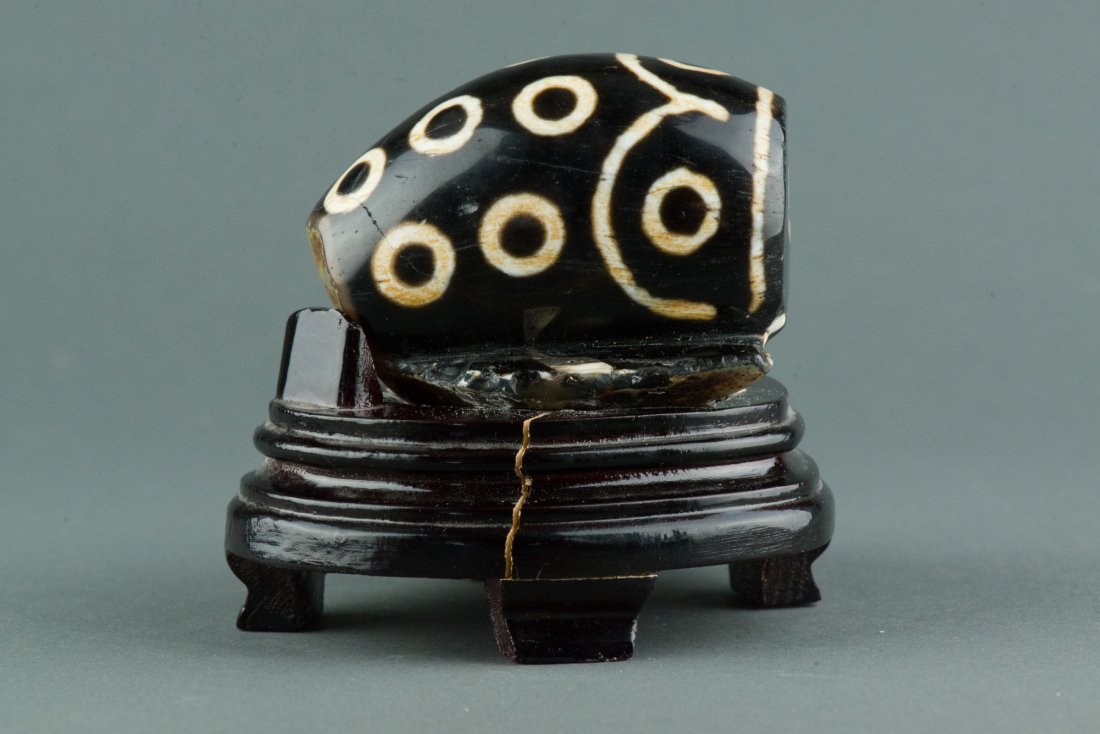 Chinese Hardstone Boulder on Wood Stand