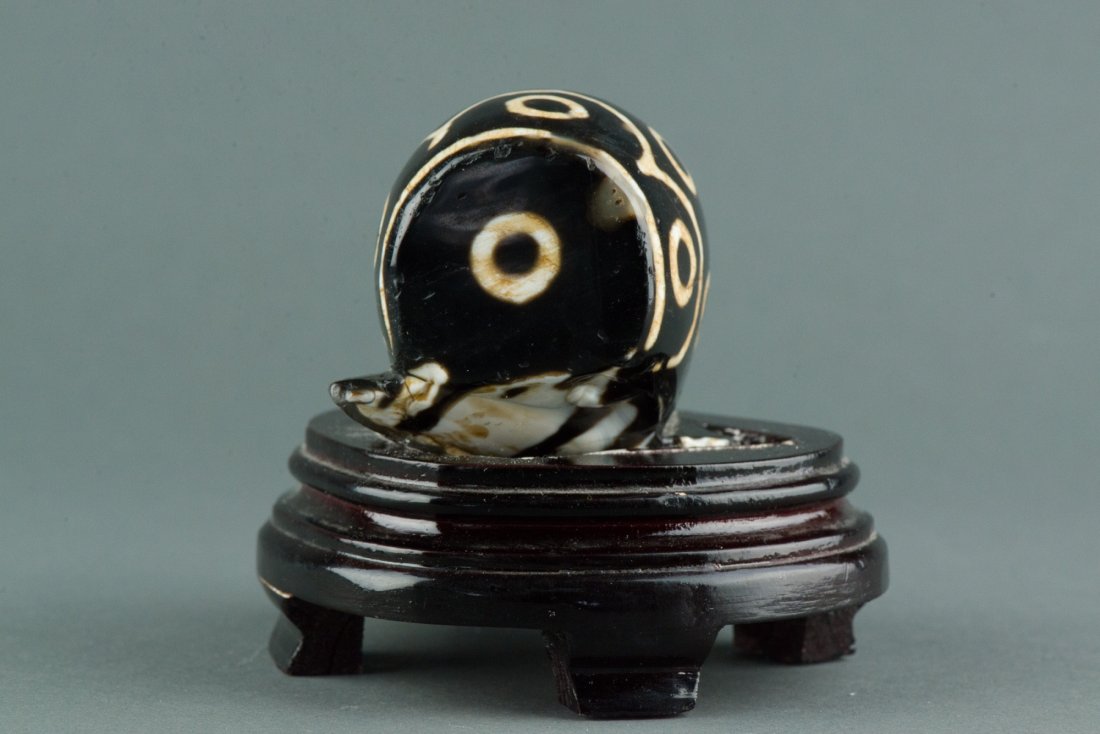 Chinese Hardstone Boulder on Wood Stand - 2