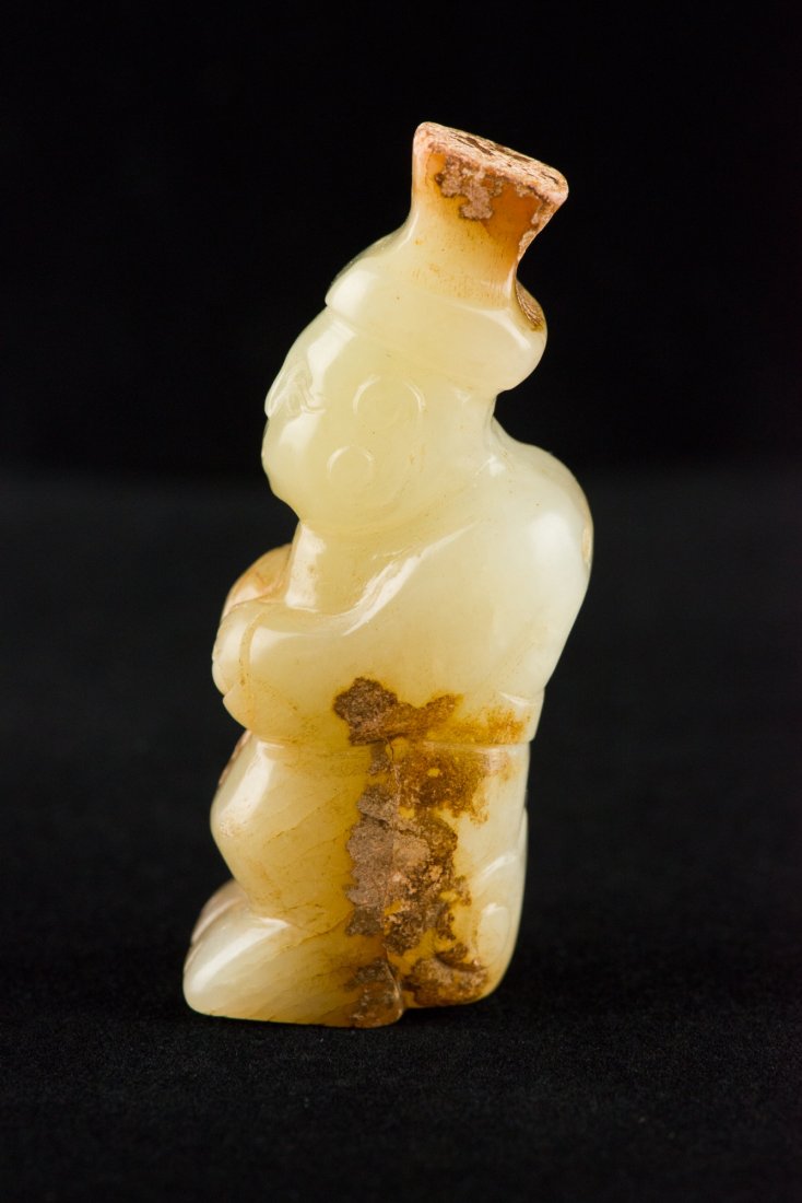 Fine Chinese White Hardstone Carved Archaic Man
