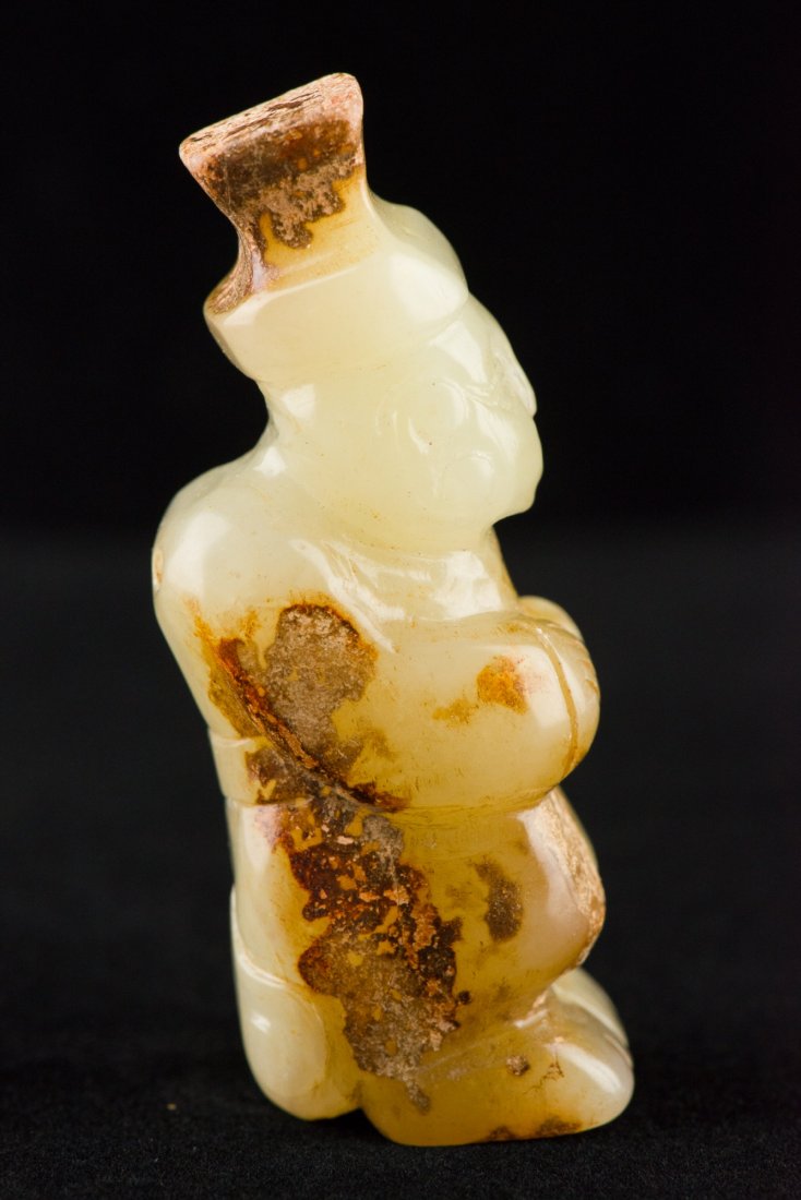 Fine Chinese White Hardstone Carved Archaic Man - 2