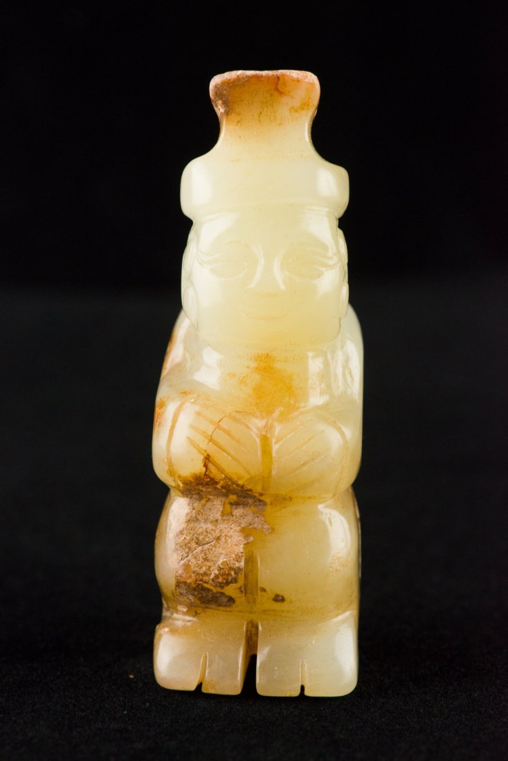 Fine Chinese White Hardstone Carved Archaic Man - 3