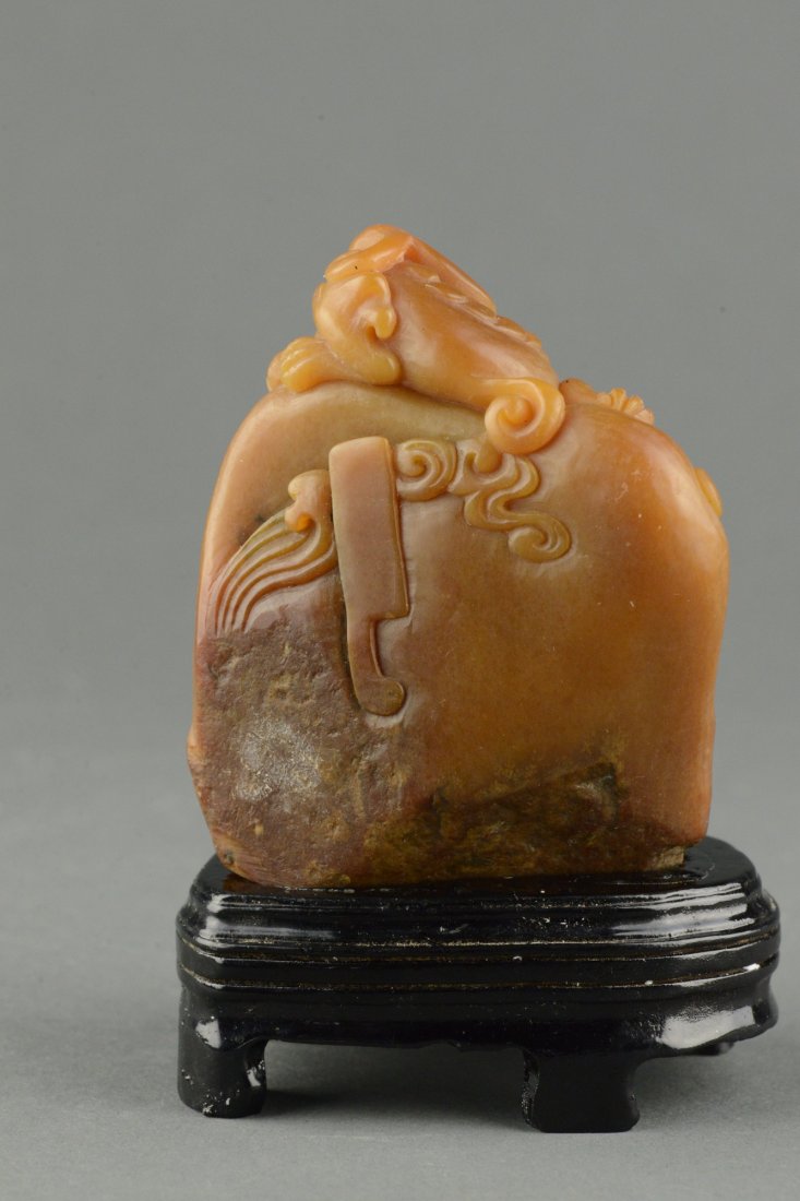 Fine Chinese Shoushan Stone Boulder Carved Chilong - 2