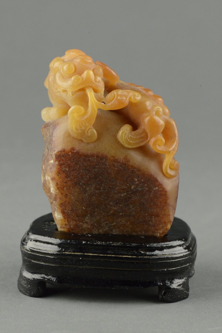 Fine Chinese Shoushan Stone Boulder Carved Chilong