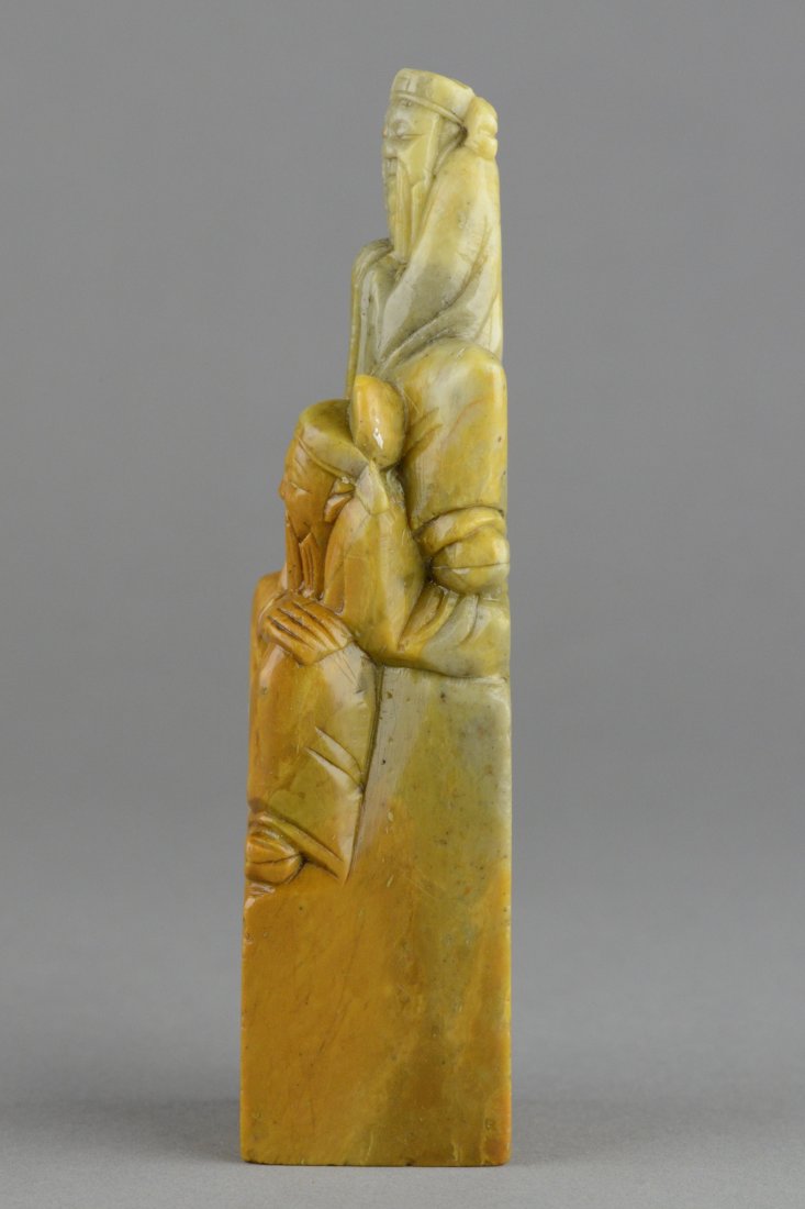 Fine Chinese Shoushan Stone Seal Carved Immortals - 2