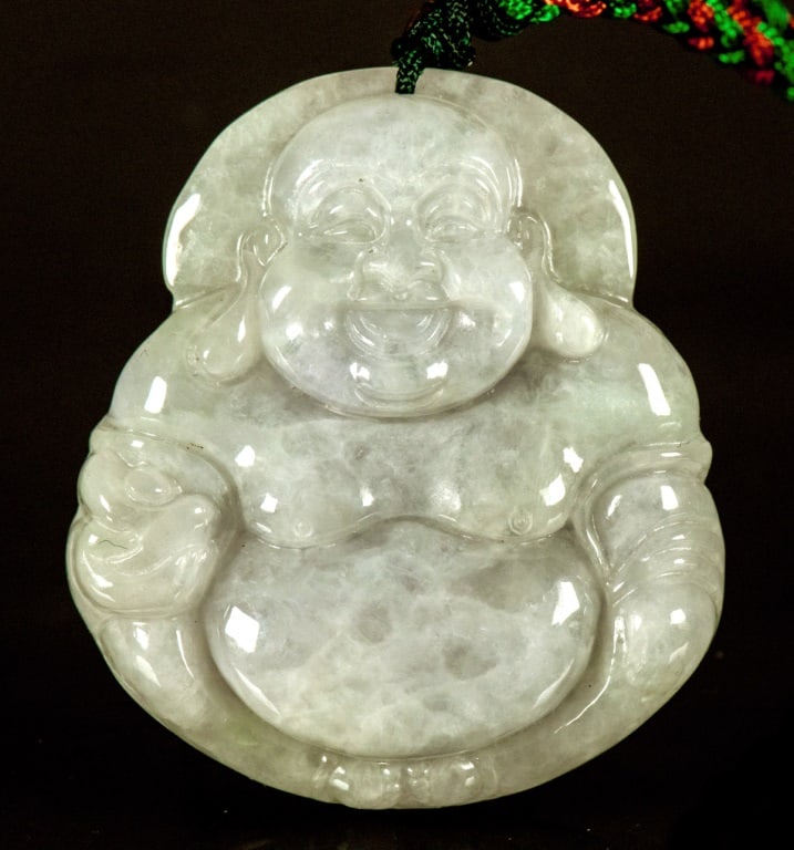 Chinese White Jadeite Carved Buddha Pendant (1 of 3)