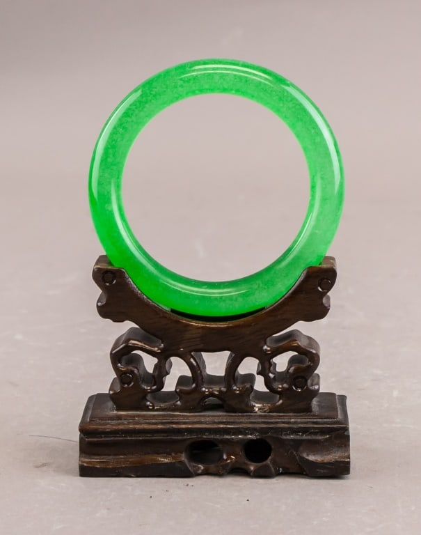 Chinese Green Hardstone Carved Bangle (1 of 6)