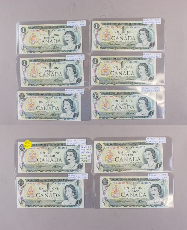 1973 Canada $1 Banknotes 10pc Replacement Edition (1 of 5)