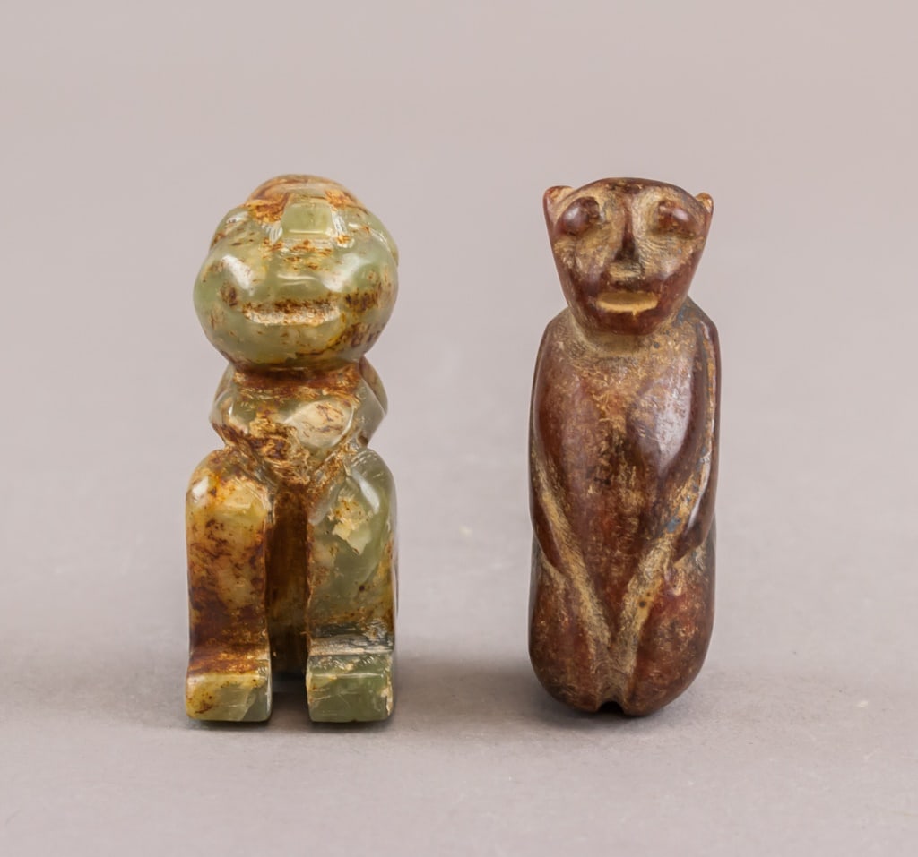 Rare Chinese Antique Jade Carved Sculptures 2pc (1 of 6)