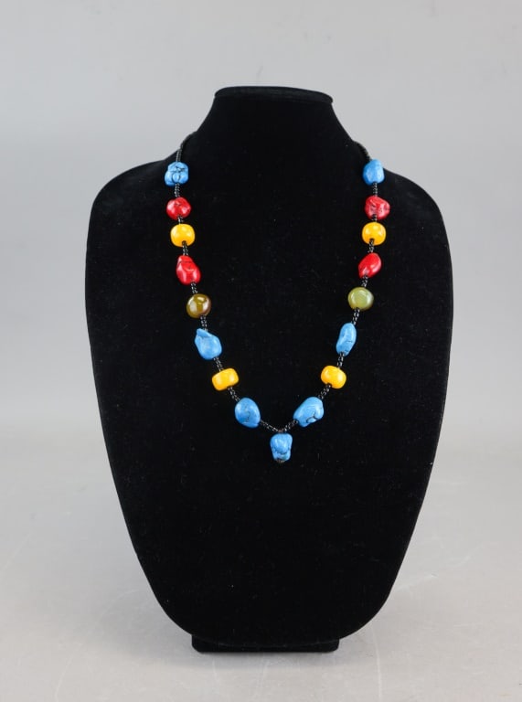 Chinese Multicolour Shaped Polished Bead Necklace (1 of 7)