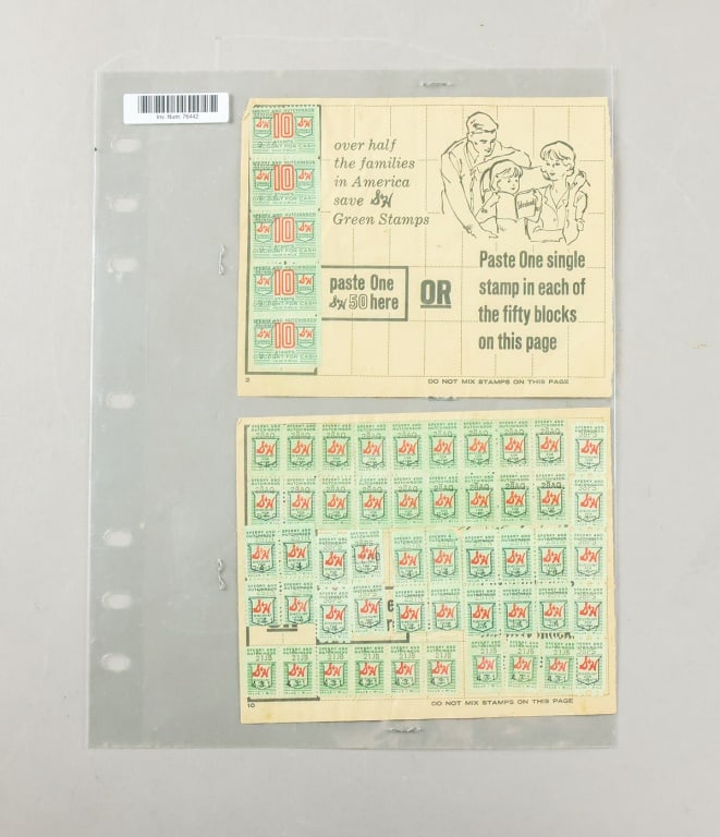 Vintage US S&H Green Stamps Sheets 2pc (1 of 6)