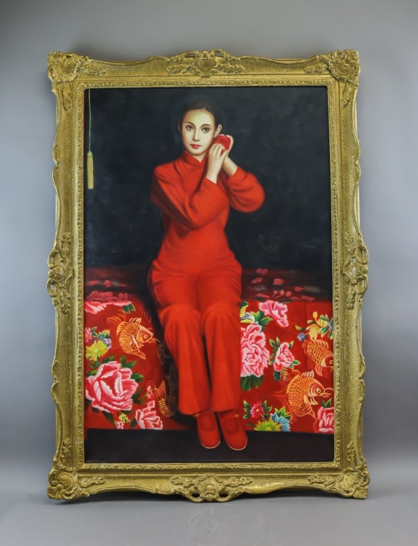 Chinese Oil on Canvas Unsigned Attr. Wang Yi-Dong (1 of 8)