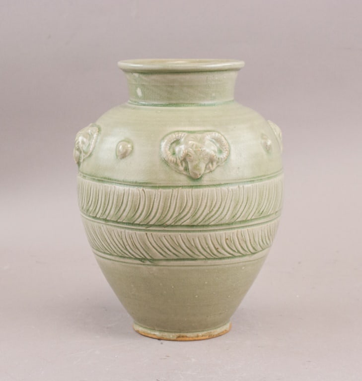 Chinese Yuan Style Celadon Porcelain Lambs Jar (1 of 8)