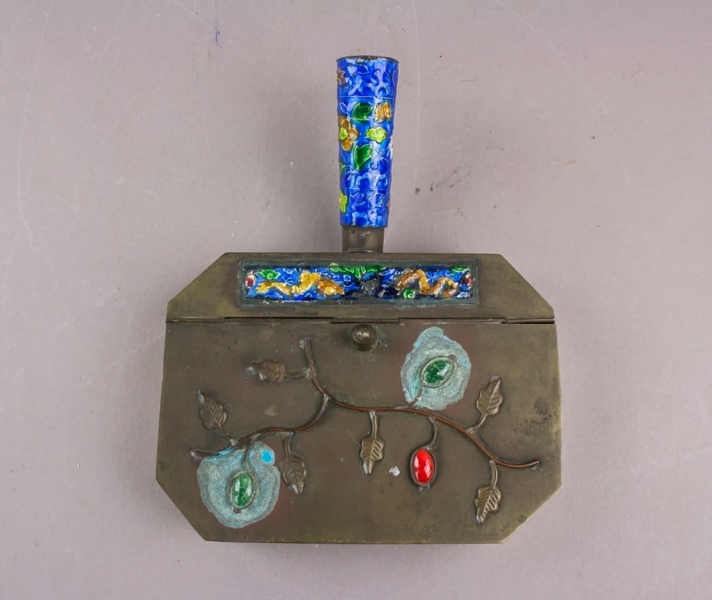 Chinese Enamel Copper Carved Silent Butler (1 of 9)
