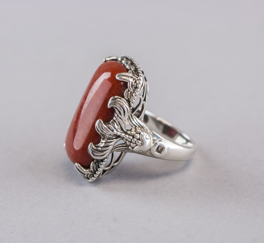 Rectangular Brown Gemstone Sterling Silver Ring - 3