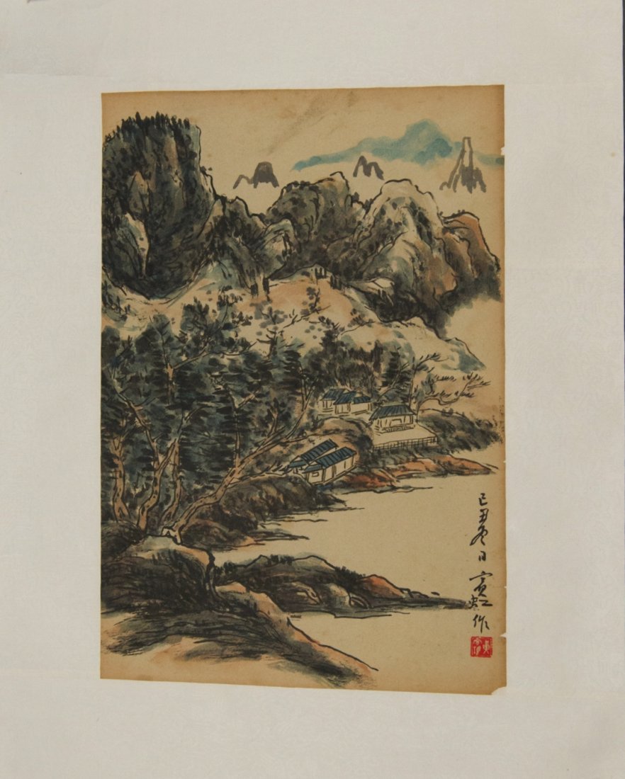 Chinese Landscape Signed Wang Bing Huang: Chinese landscape, Chinese ink and watercolour on paper, signed Wang Bing Huang with one red seal. 39 cm x 27 cm. Provenance: T. Ng Collection Toronto.