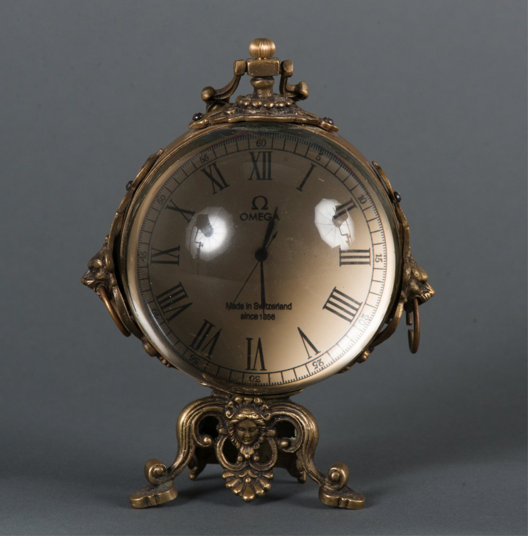 Omega Glass Ball Table Clock Switzerland Made 1858