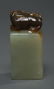 Charming Two Tone Jade Seal Surmounted Fu Lion - 3