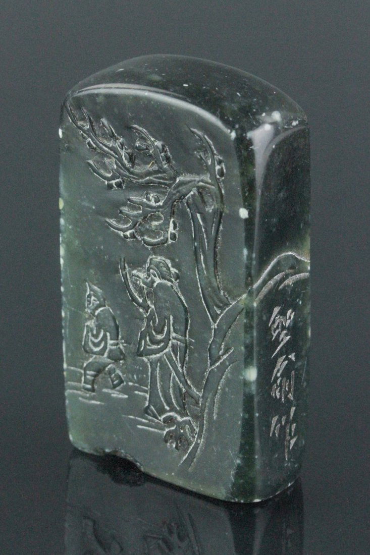 Chinese Green Shoushan Stone Carved Square Seal (1 of 6)